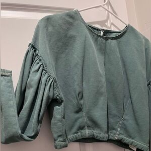 Zara TRF collection long sleeve cropped blouse